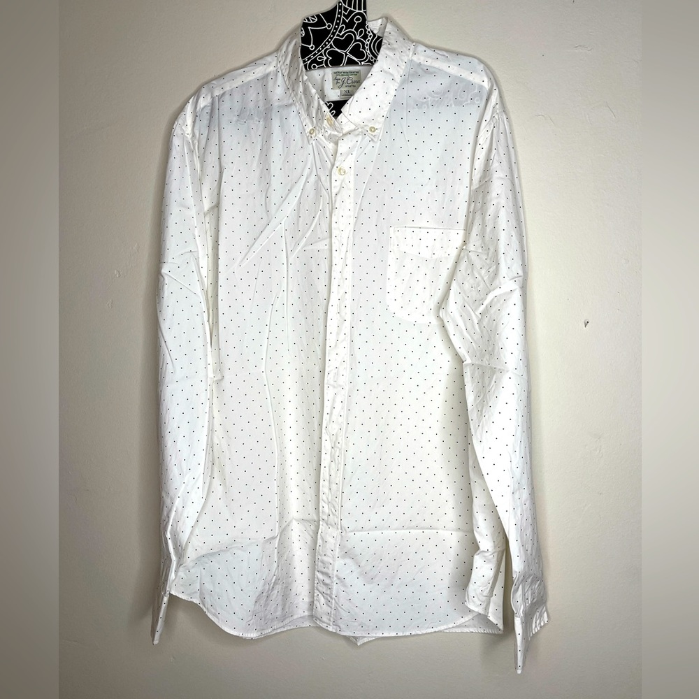 J Crew XL Men’s Buttondown Secret Wash Shirting Polka Dot Shirt NWOT